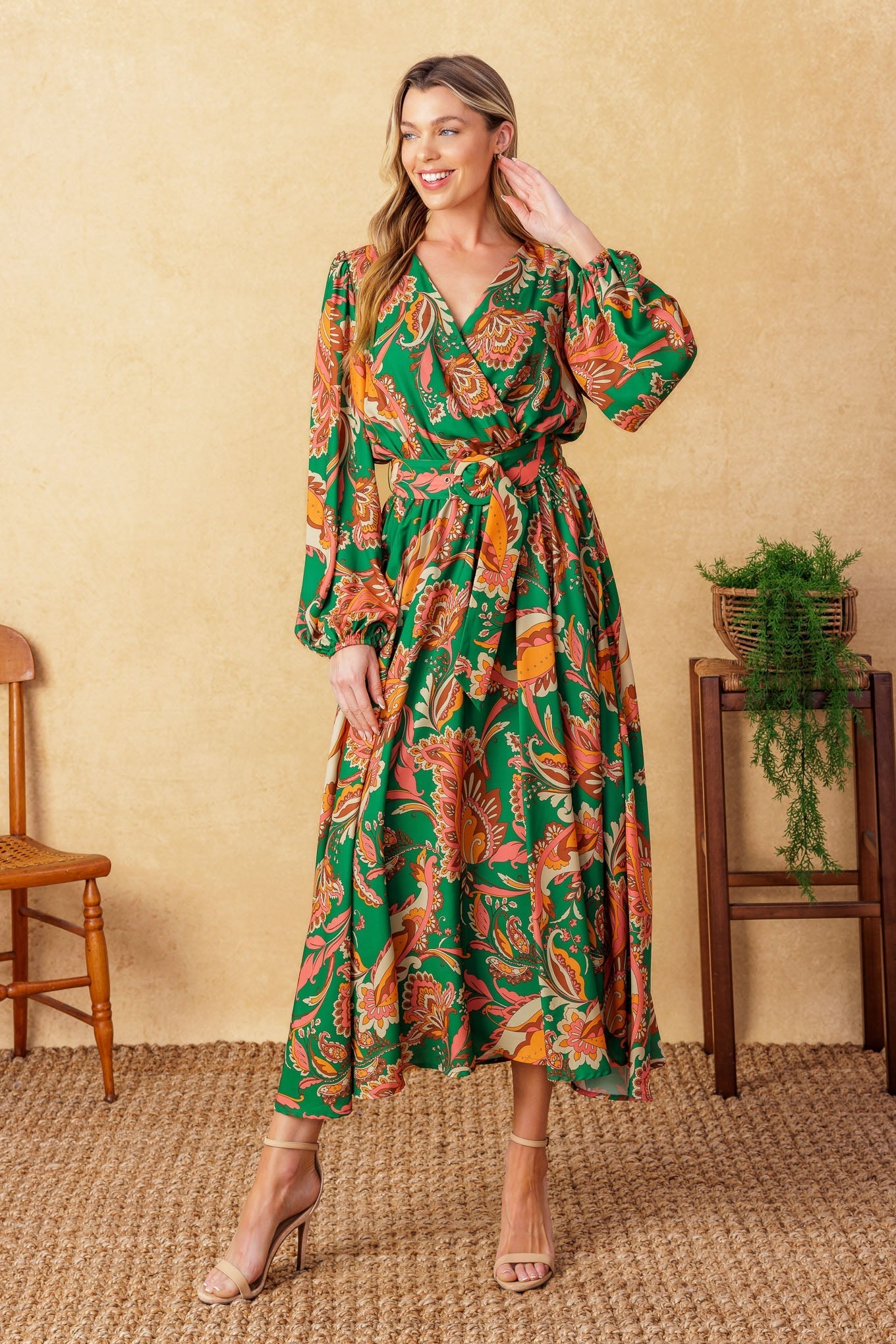 SUNNYSIDE FLORALS WOVEN MIDI DRESS Flying Tomato
